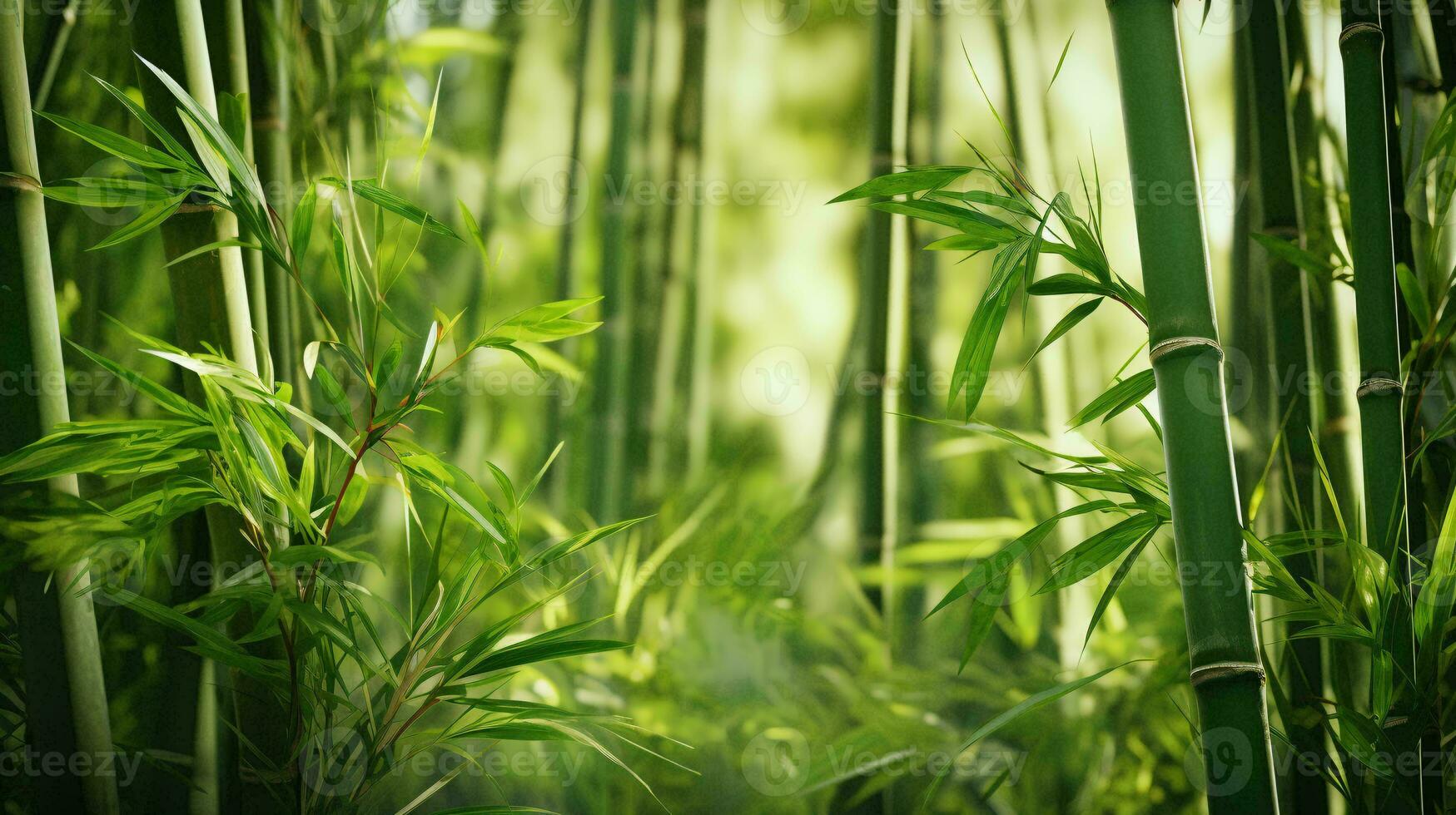 en frodig och vibrerande bambu växt med riklig löv i närbild ai genererad foto