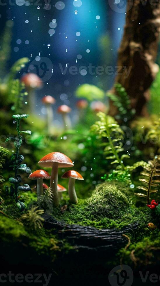svamp i en vibrerande skog miljö ai genererad foto
