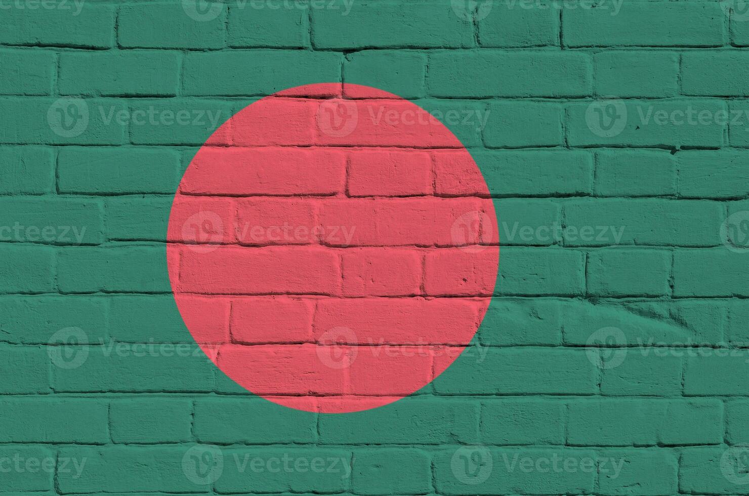 bangladesh flagga avbildad i måla färger på gammal tegel vägg. texturerad baner på stor tegel vägg murverk bakgrund foto