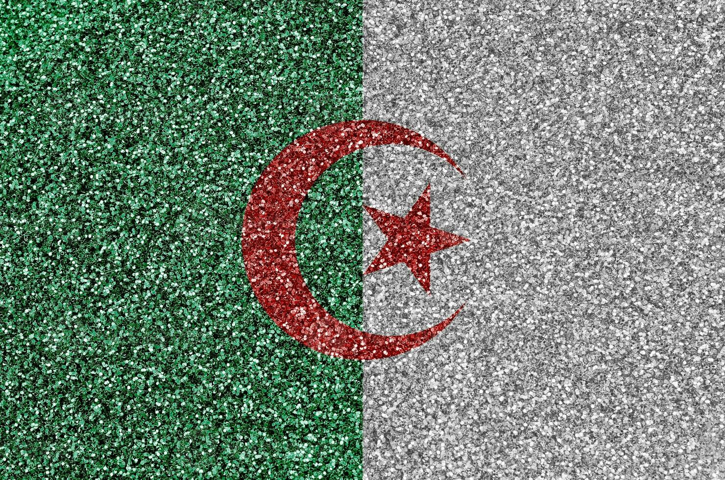 algeriet flagga avbildad på många små skinande paljetter. färgrik festival bakgrund för fest foto