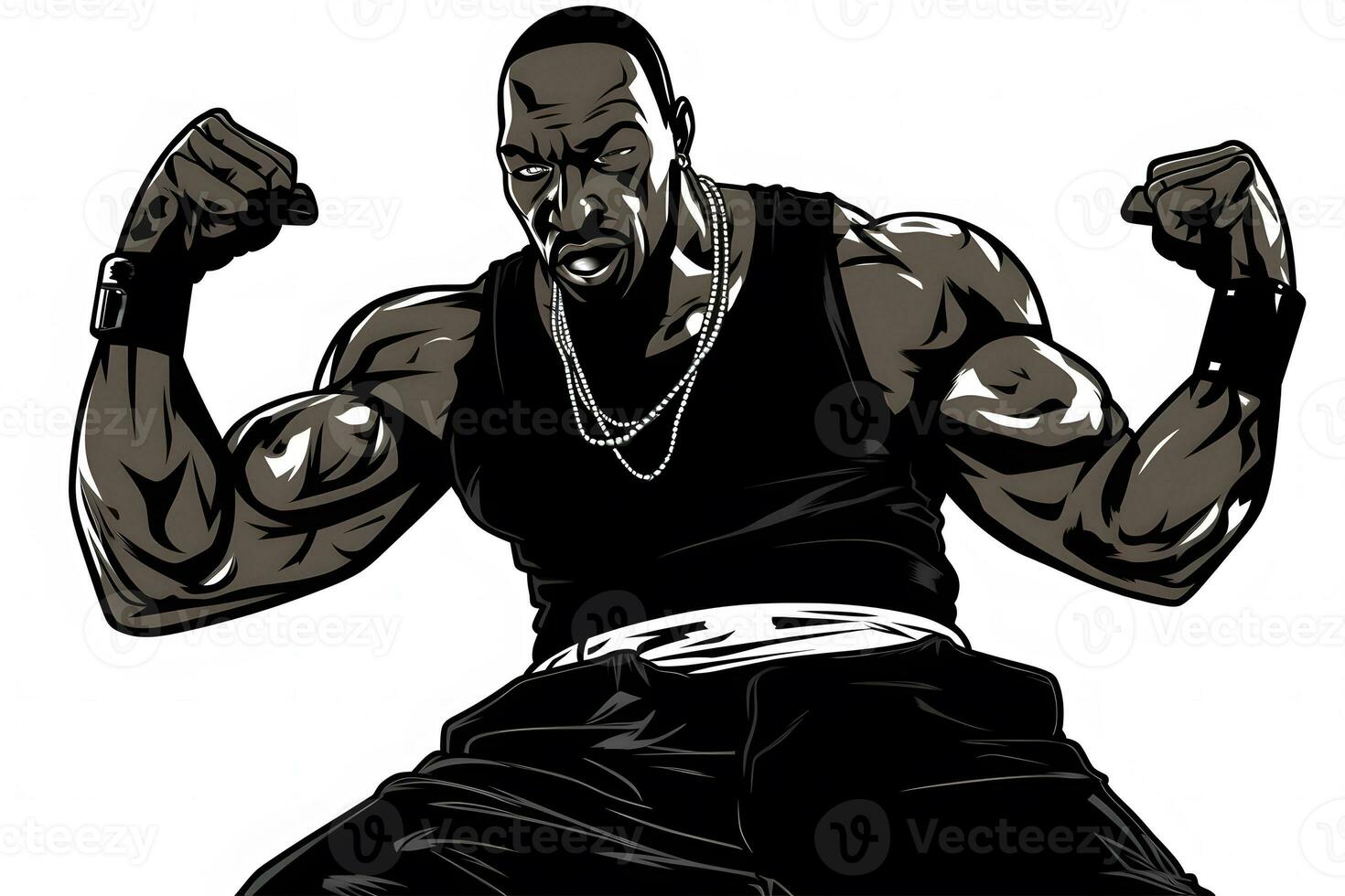 afrikansk amerikan Häftigt rappare illustration. neuralt nätverk ai genererad foto