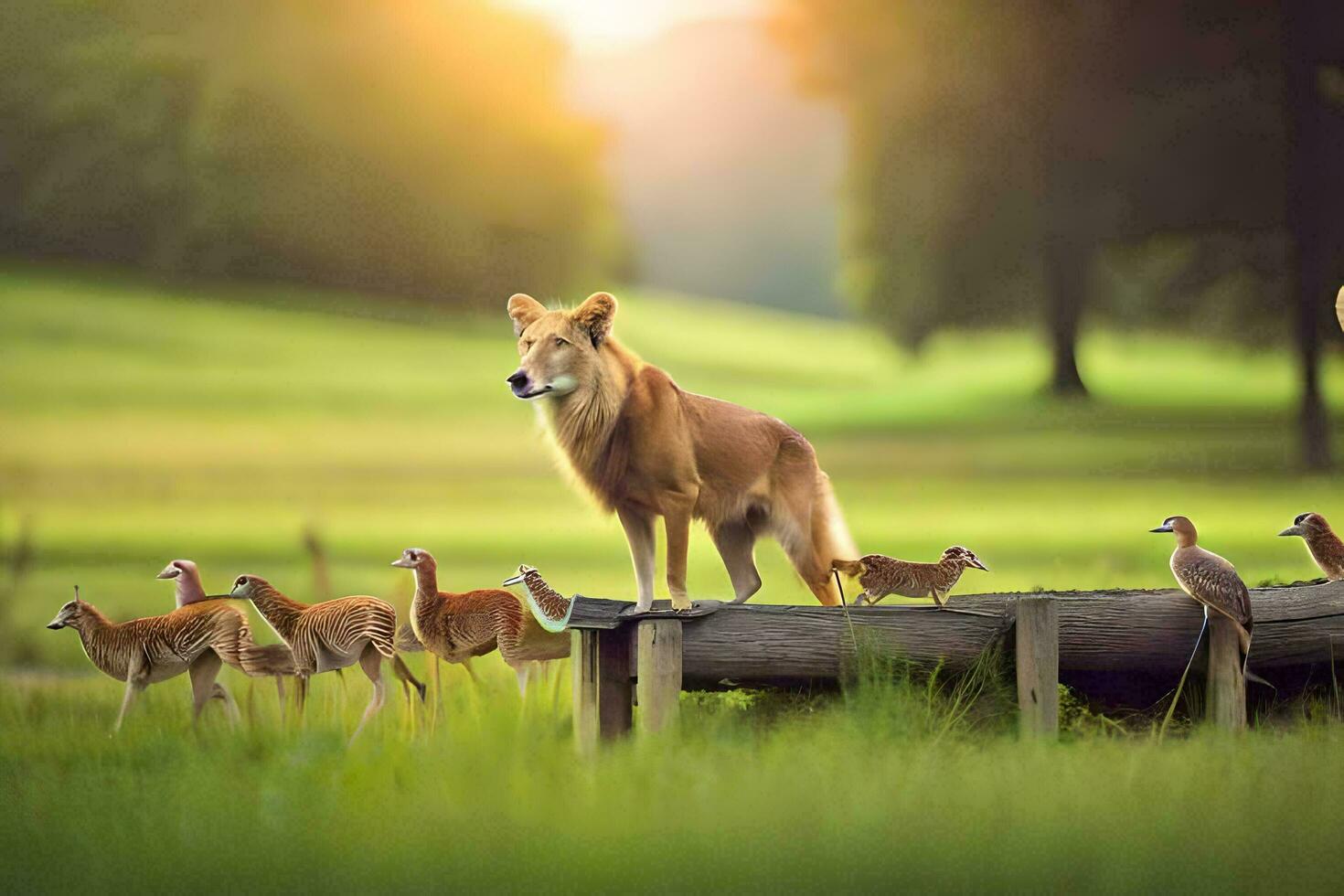 Foto tapet djur, de Sol, de djur, de djur, de djur, de djur,. ai-genererad