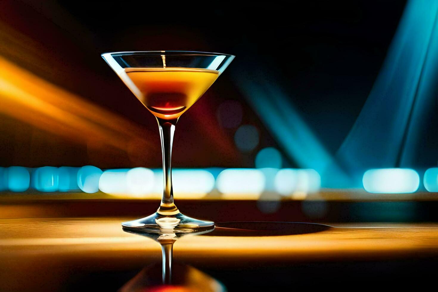 en cocktail i en glas på en tabell. ai-genererad foto