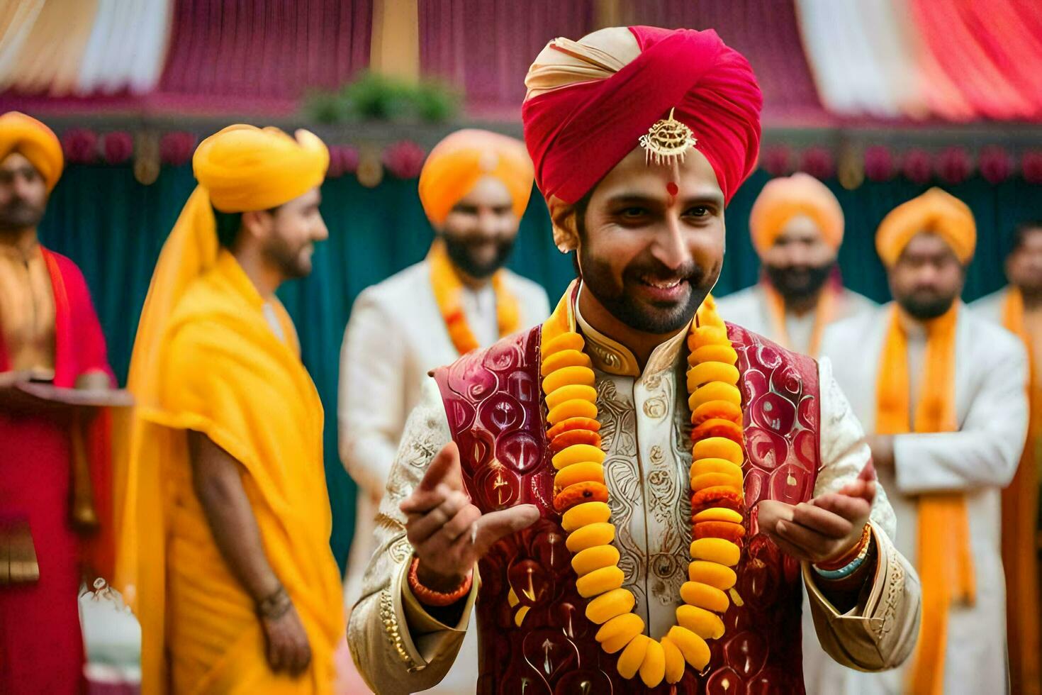 indisk bröllop ceremoni i delhi. ai-genererad foto