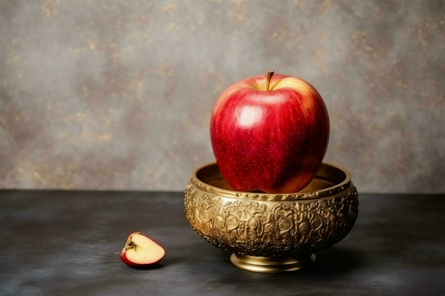 traditionell mat av jewish ny år Semester av tradition eller religion. rosh hashanah med kopia Plats begrepp förbi ai genererad foto