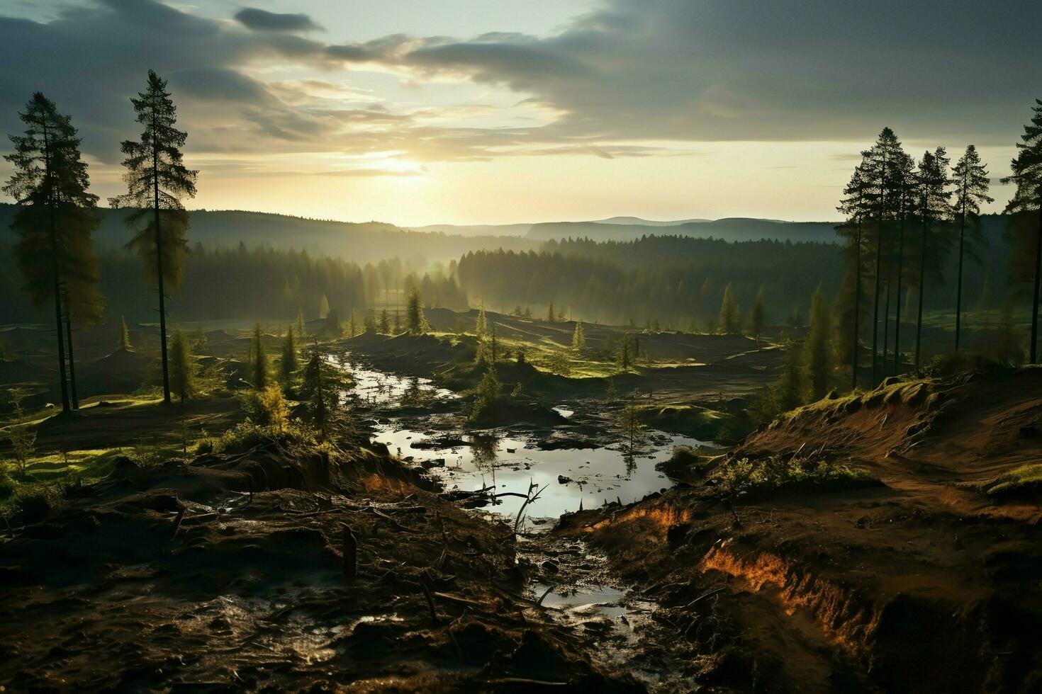 skön se av en te fält plantage, vingård bruka eller jordgubb trädgård i de grön kullar på soluppgång begrepp förbi ai genererad foto