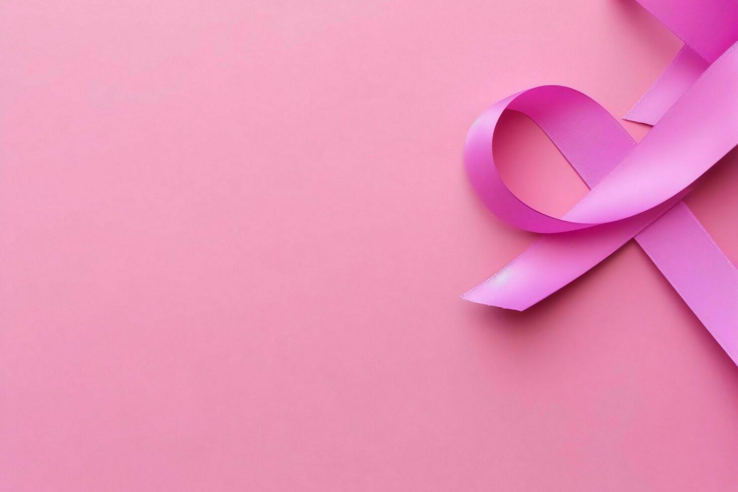 rosa eller lila band som bröst cancer eller epilepsi medvetenhet symbol och kopia Plats. värld cancer dag begrepp förbi ai genererad foto