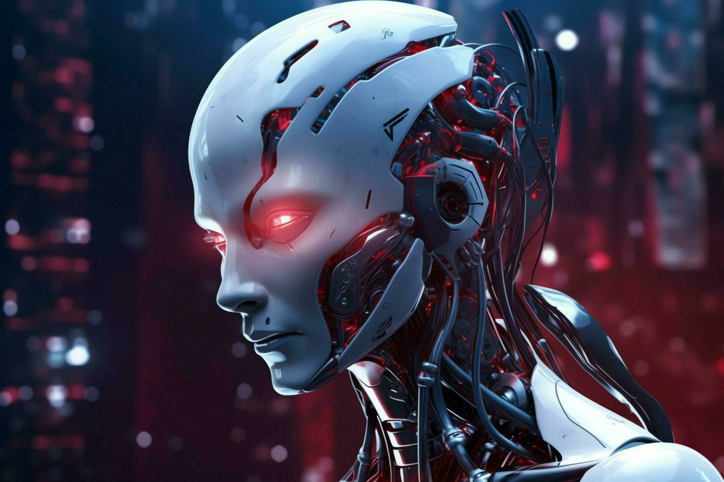 3d tolkning teknologi robotik data analys eller trogen cyborg med artificiell intelligens begrepp förbi ai genererad foto