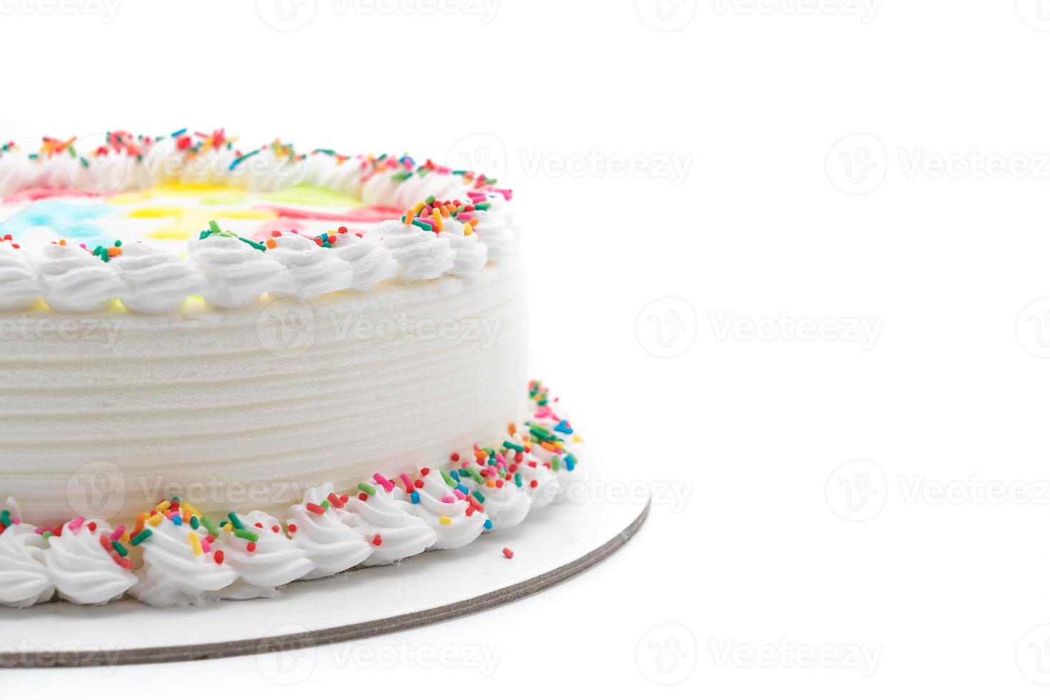 grattis på tårta på vit bakgrund foto