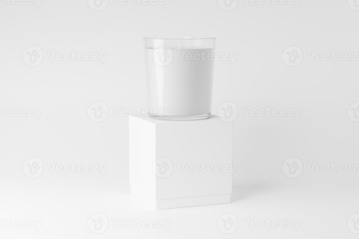 ljus glas med låda förpackning 3d tolkning vit tom attrapp foto