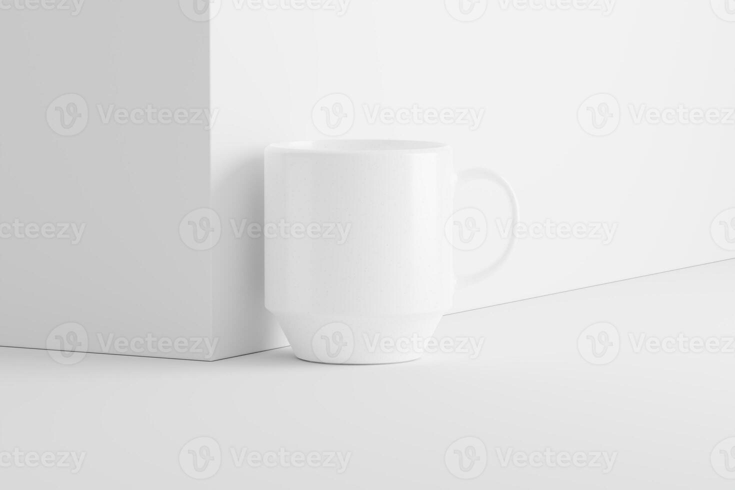 keramisk råna kopp för kaffe te vit tom 3d tolkning attrapp foto