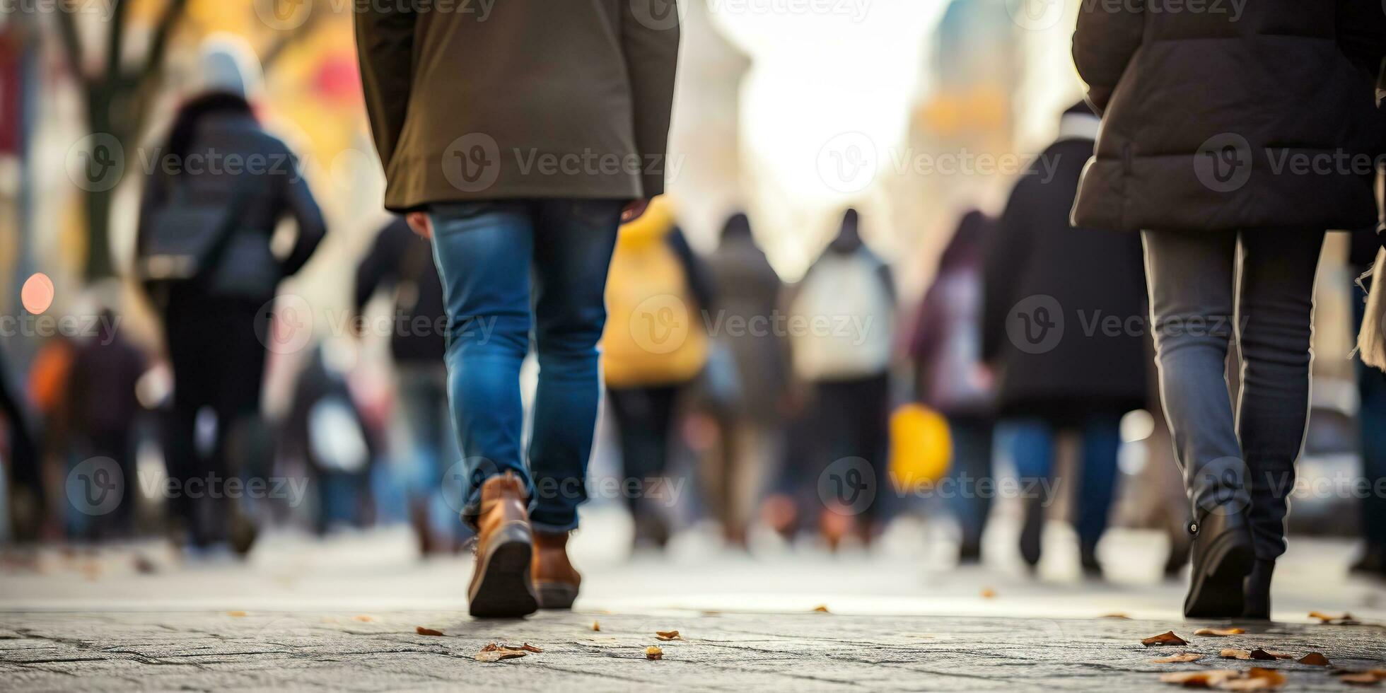 ai genererad. ai generativ. folkmassan människor gående gata ben i skor. stad urban bakgrund. grafisk konst foto