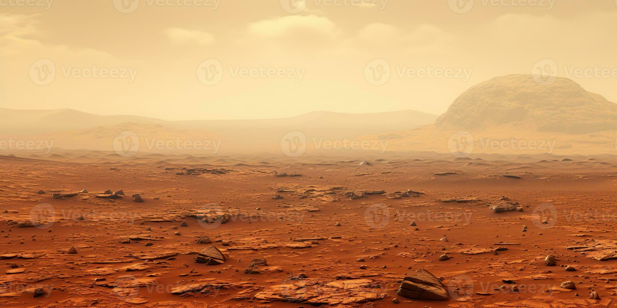 ai genererad. ai generativ. natur utomhus- martian planet yta landskap bakgrund. röd galax planet resa utforskning. grafisk konst foto