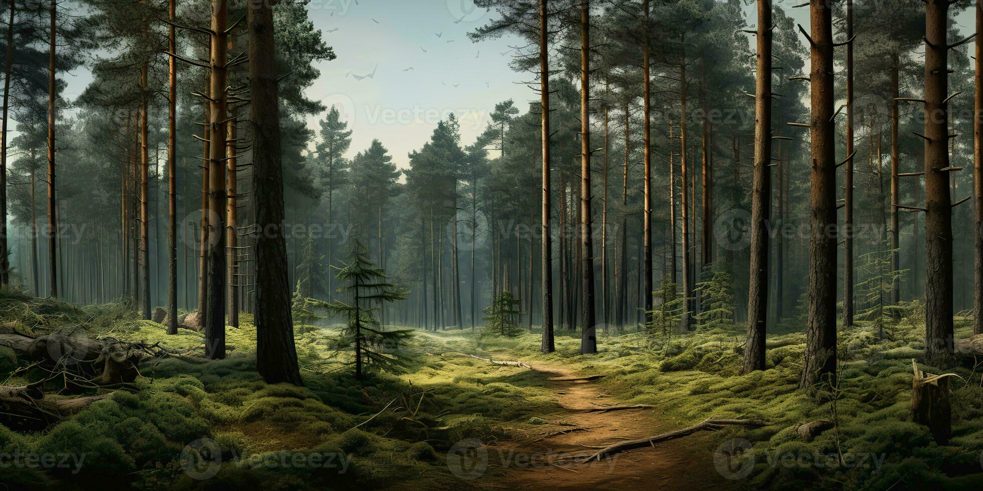 ai genererad. ai generativ. tall skog utomhus- natur landskap bakgrund. grafisk konst foto