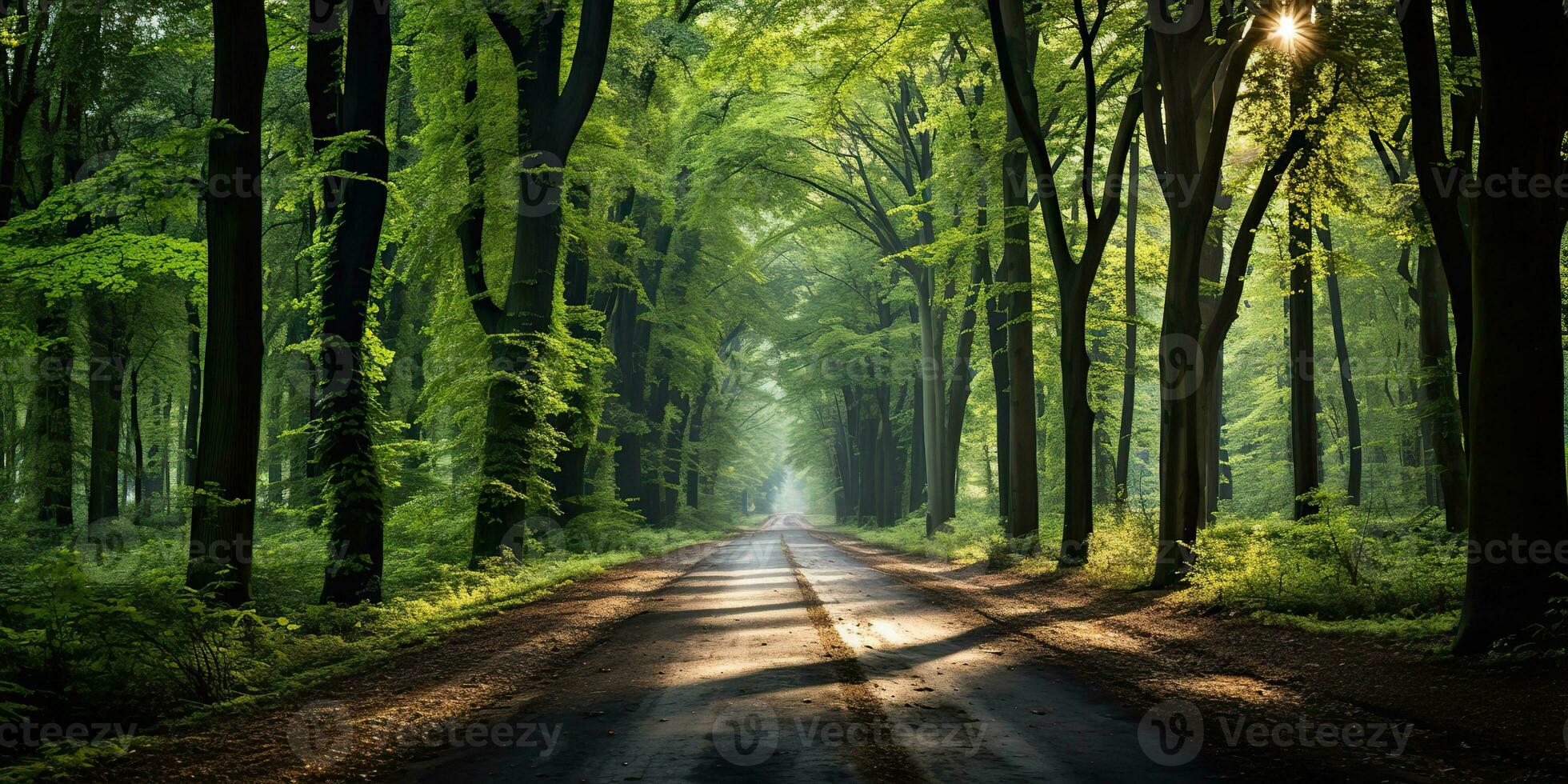 ai genererad. ai generativ. utomhus- natur äventyr skog promenad väg väg äventyr bakgrund. grafisk konst foto