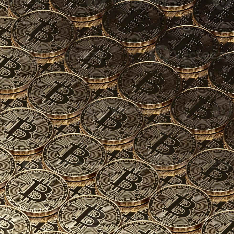 3D render bitcoin koncept. nya virtuella pengar. kryptovaluta foto