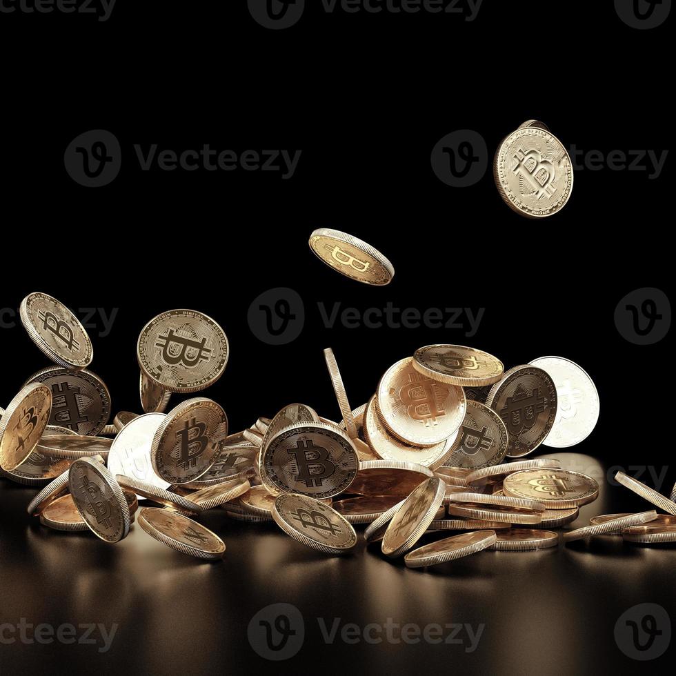 3D render bitcoin koncept. nya virtuella pengar. kryptovaluta foto