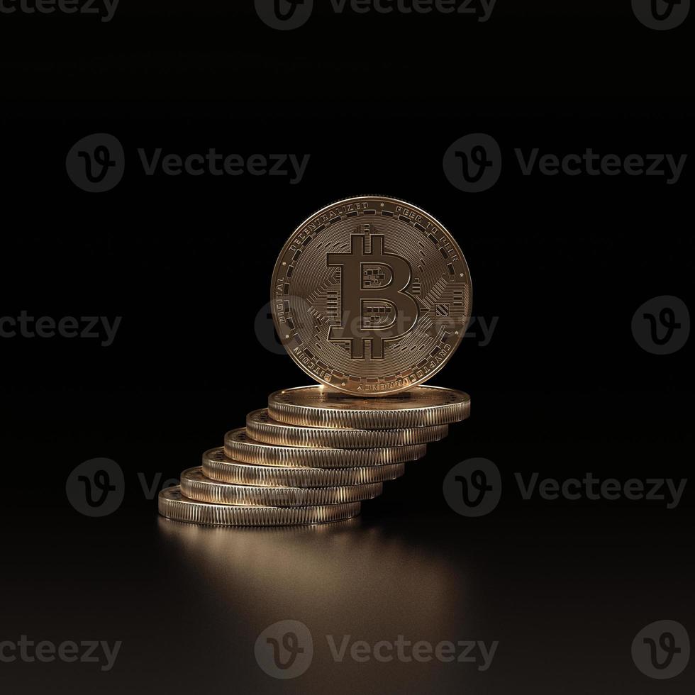 3D render bitcoin koncept. nya virtuella pengar. kryptovaluta foto