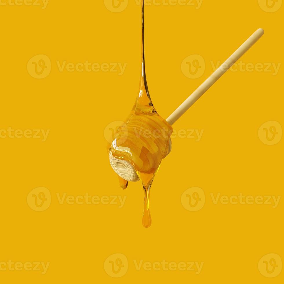 3D -rendering honung dropp och honeycomb bakgrund. foto