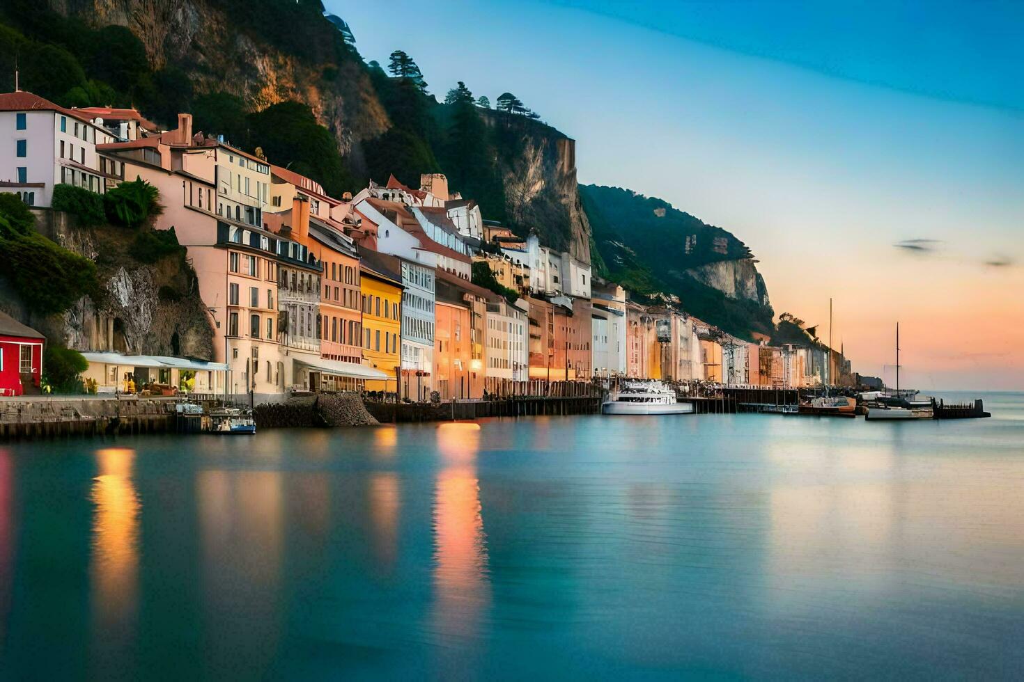 de stad av lyon, Frankrike på solnedgång. ai-genererad foto