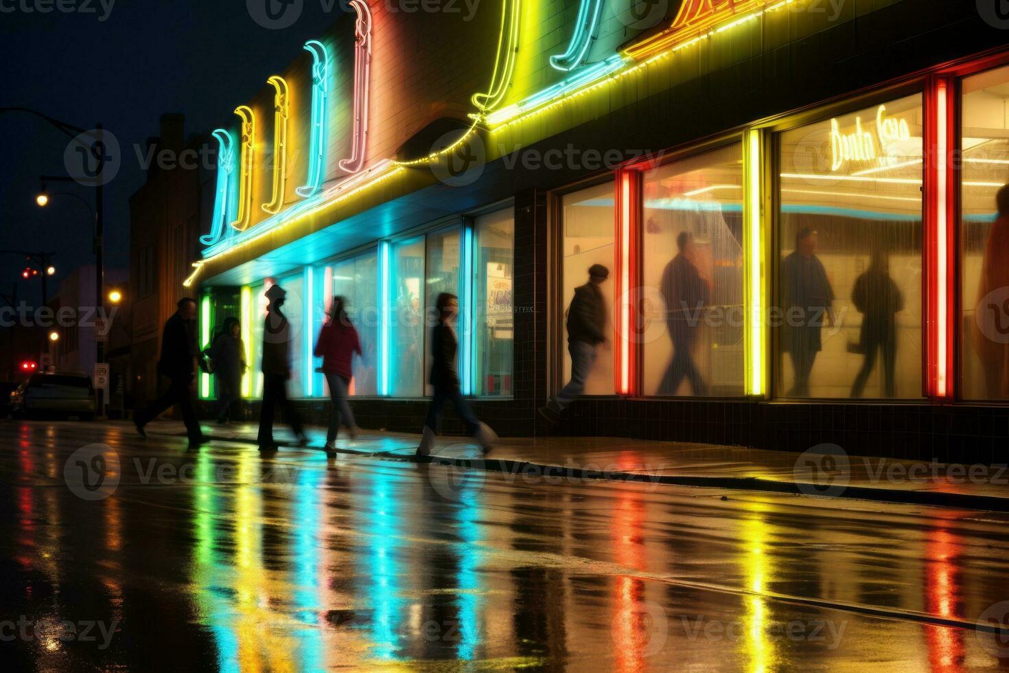 emotionell påverkan neon retro stil fotografera av människor ai generativ foto