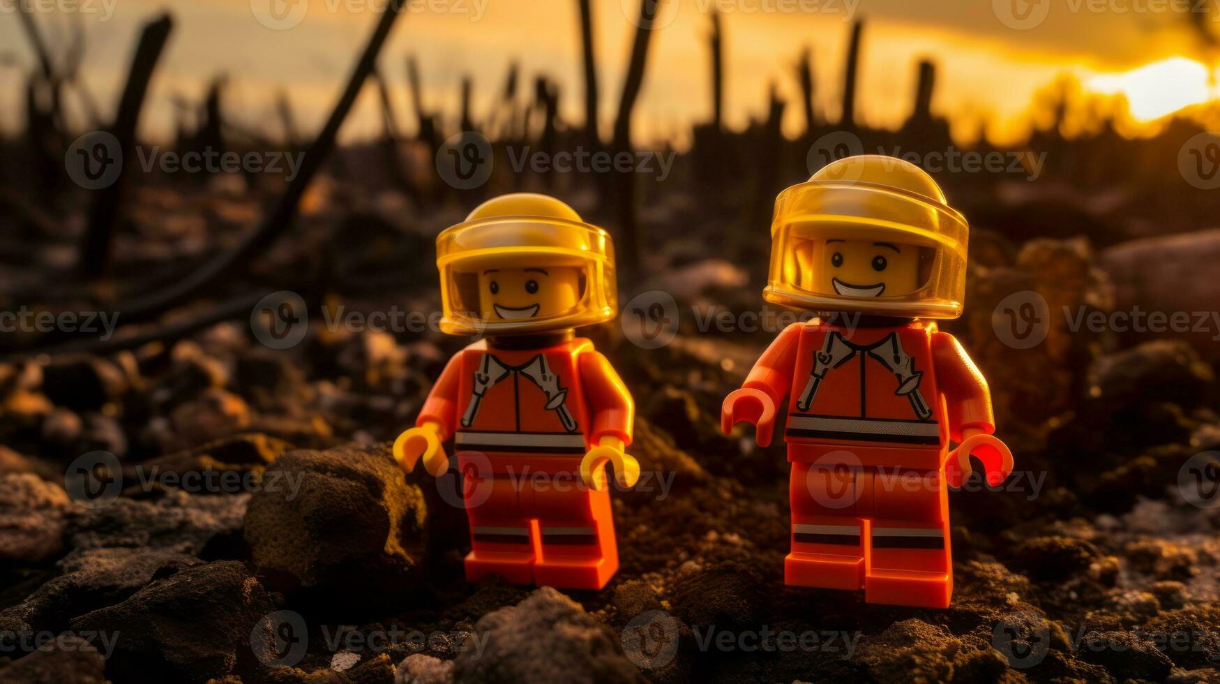 LEGO karaktär utforska en episk LEGO värld ai generativ foto