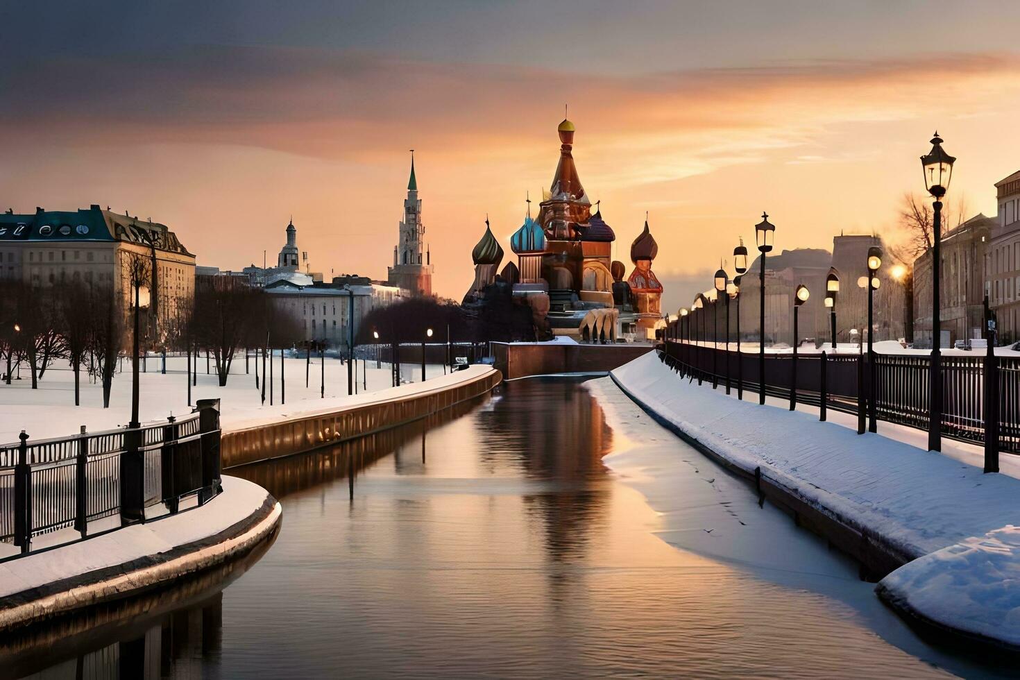 de röd fyrkant i Moskva, Ryssland. ai-genererad foto