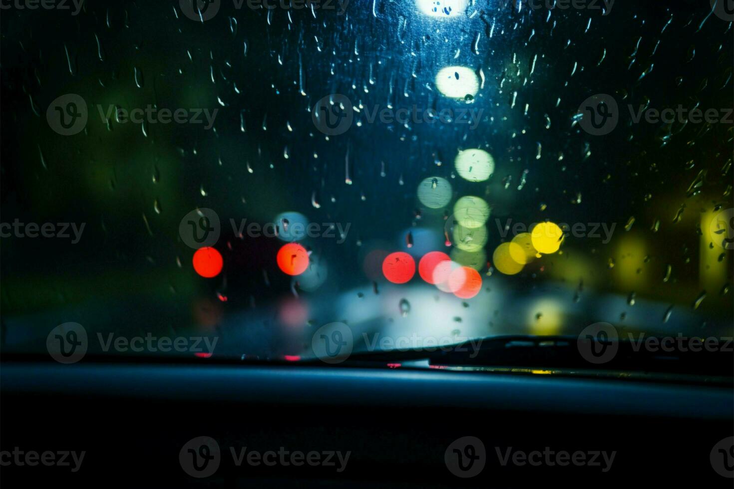 genom de vindskydd, en bil navigerar de regnig nätter mysterier ai genererad foto
