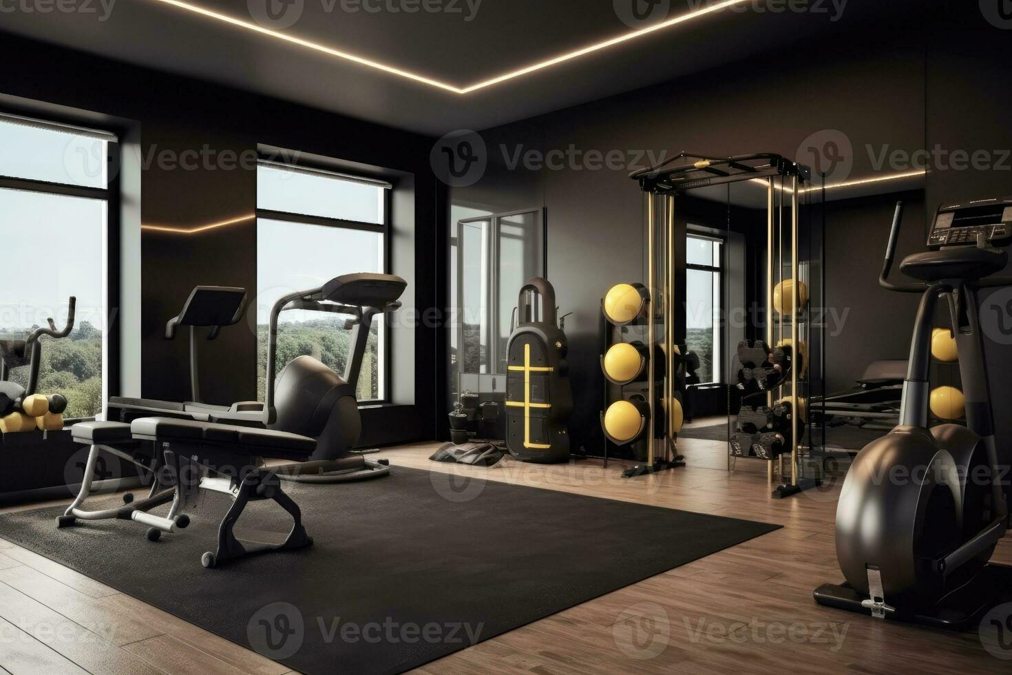 Gym på Hem inspiration design professionell reklam fotografi ai genererad foto