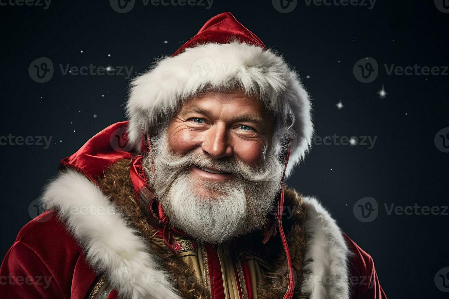 en bild av santa claus bär en modern röd jacka, ai generativ foto