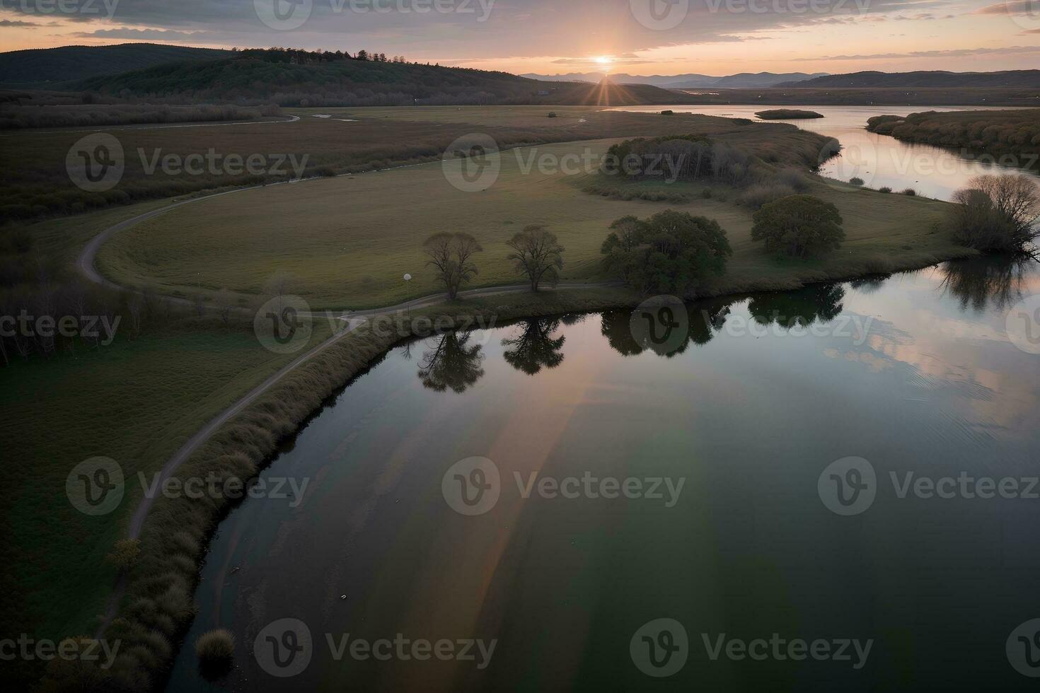 natur s duk en fascinerande sumpmark solnedgång. ai genererad. foto