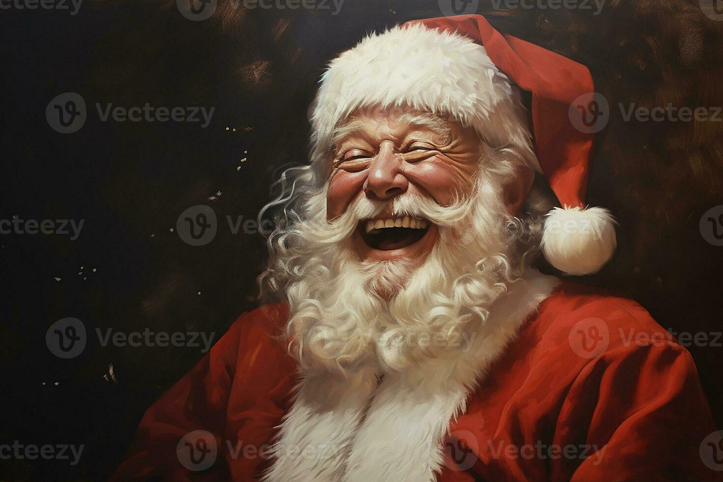 ai genererad porträtt av stilig leende man i santa claus bär foto