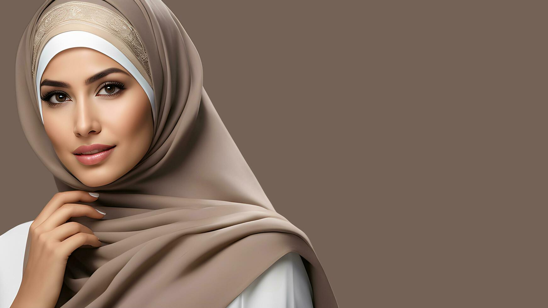 skön kvinna bär hijab. ai generativ foto