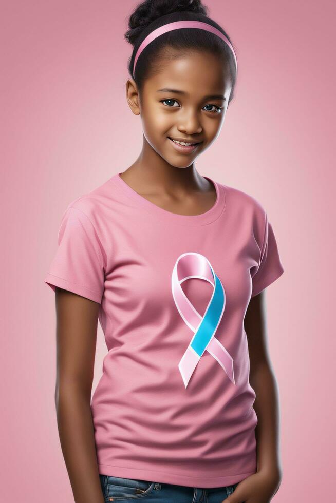 bröst cancer medvetenhet. världar bröst cancer dag rosa band tema. ai generativ foto