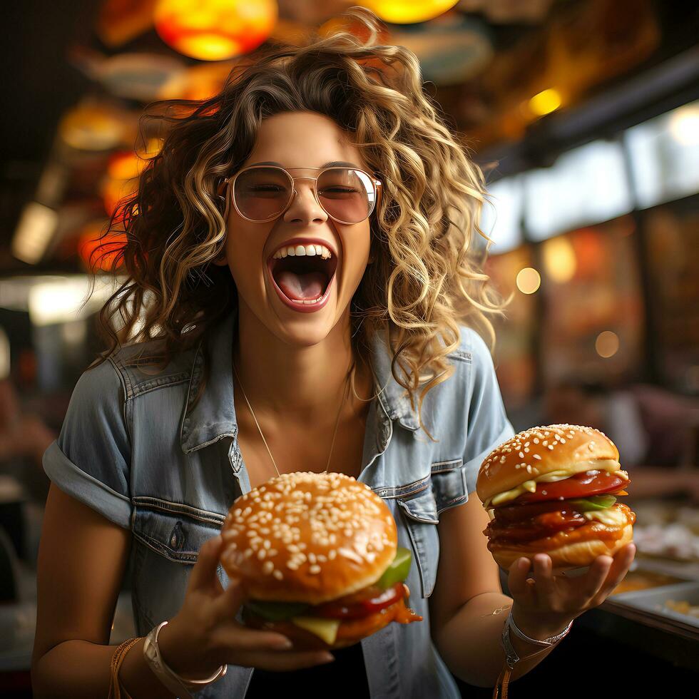 utsökt de känd biff, vegetabiliska burger erfarenhet. ai generativ foto