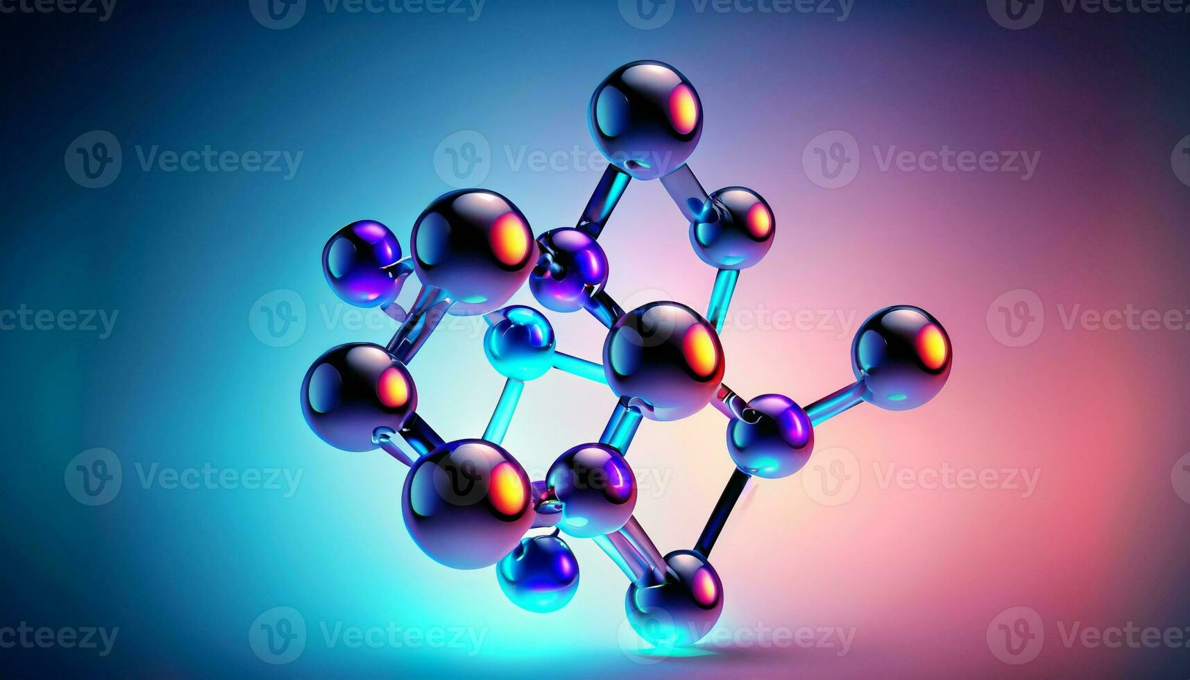 vetenskap bakgrund med molecula och atom modell. abstrakt molekyl strukturera. generativ ai foto