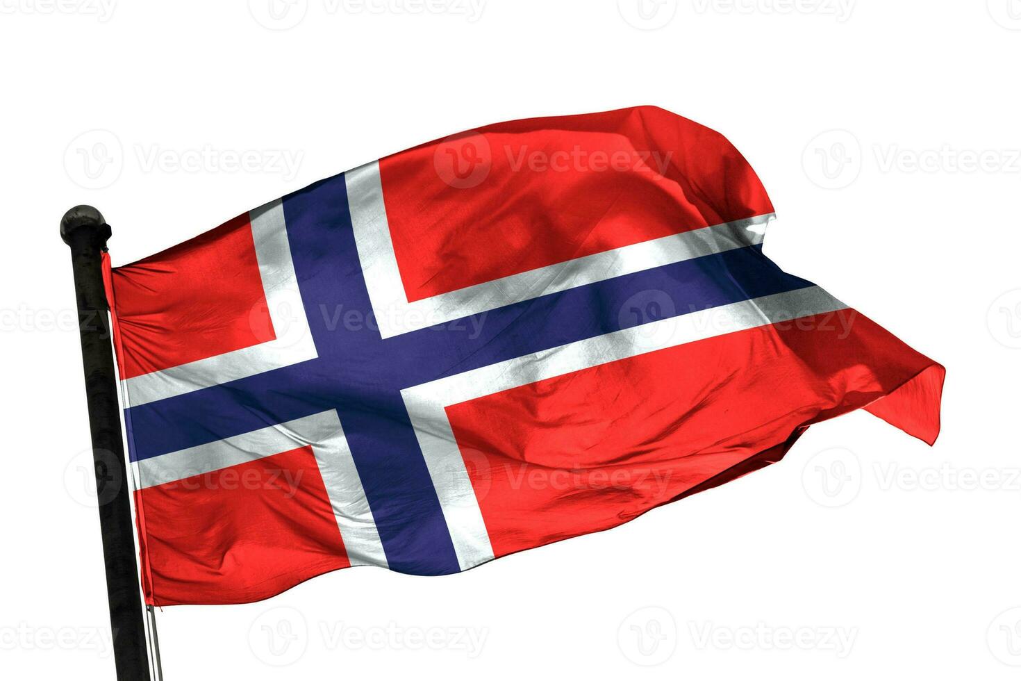 Norge flagga på en vit bakgrund. - bild. foto