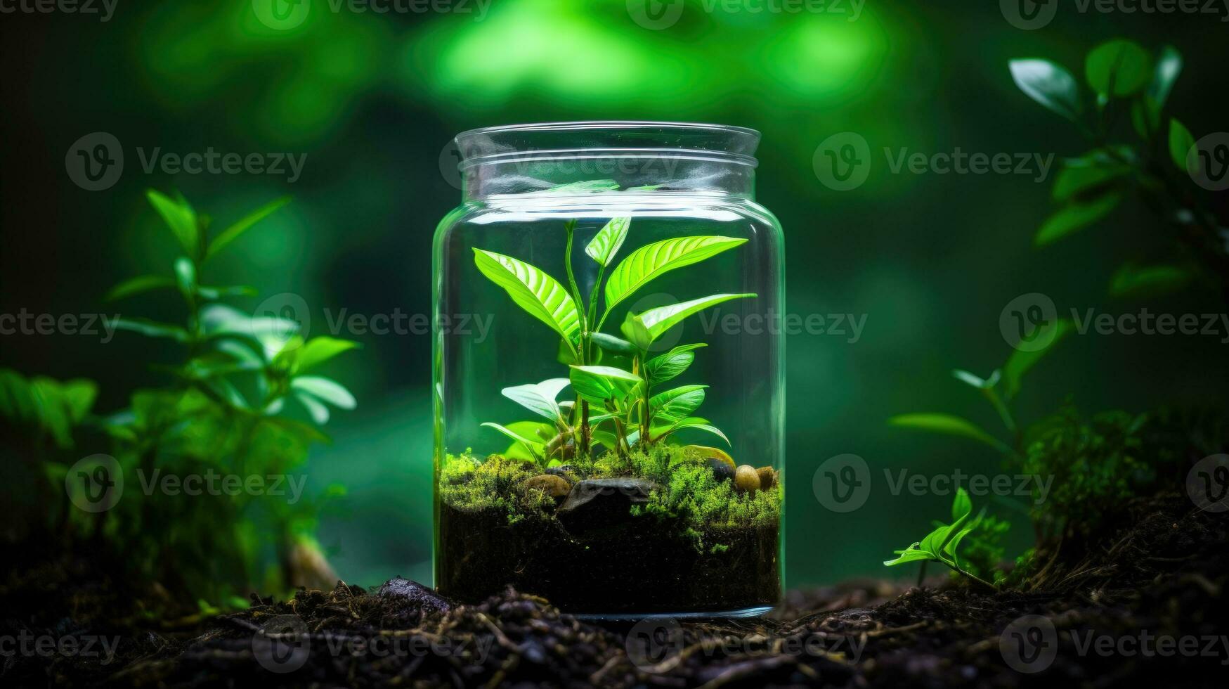 grön växt i glas burk en symbol av finansiell tillväxt och välstånd ai genererad foto