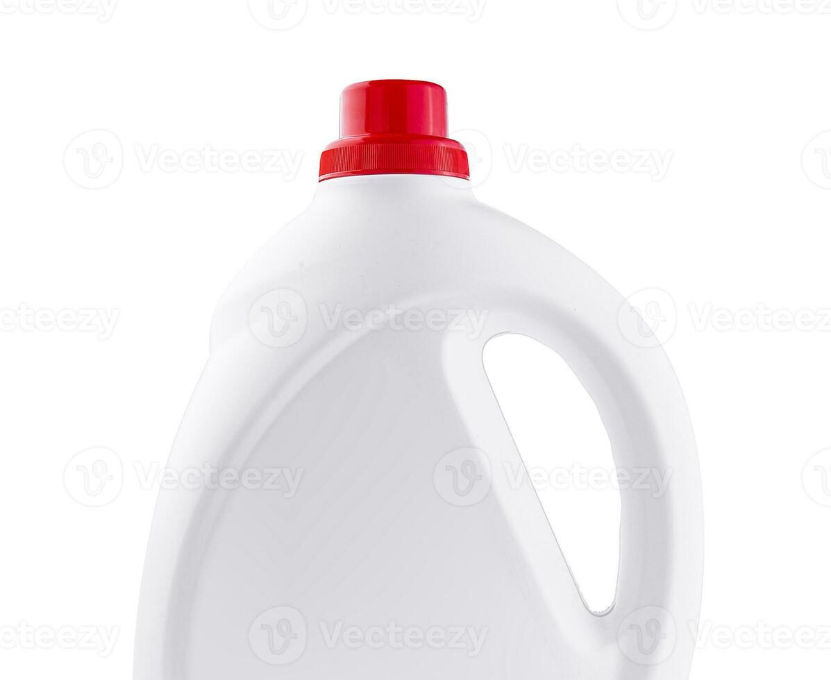 vit rengöringsmedel flaska för förpackning isolerat på vit bakgrund foto