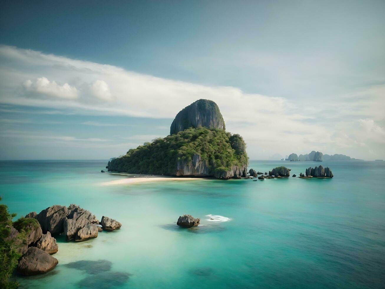 skön tropisk ö och hav i thailand generativ ai foto