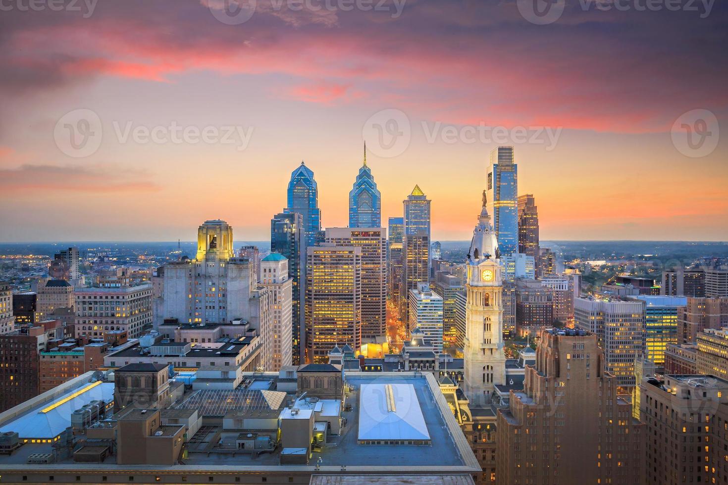 silhuett i centrala Philadelphia foto
