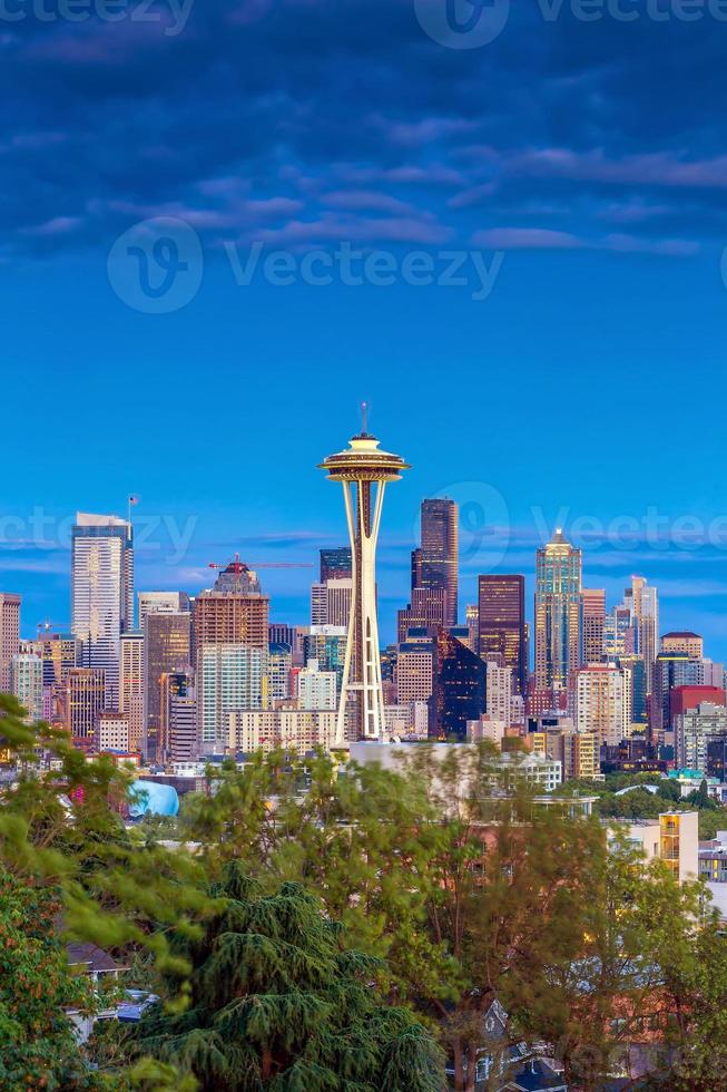 seattle city downtown skyline stadsbild i washington state, usa foto