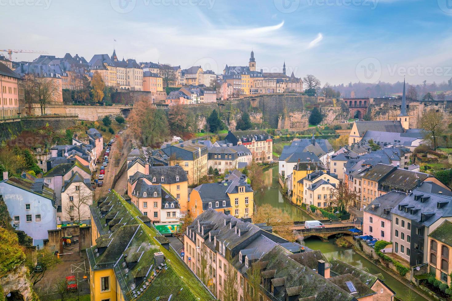 horisont av den gamla staden luxemburg stad från ovanifrån foto