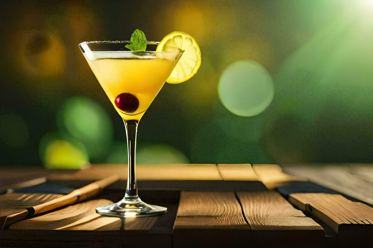 cocktail på en trä- tabell. ai-genererad foto