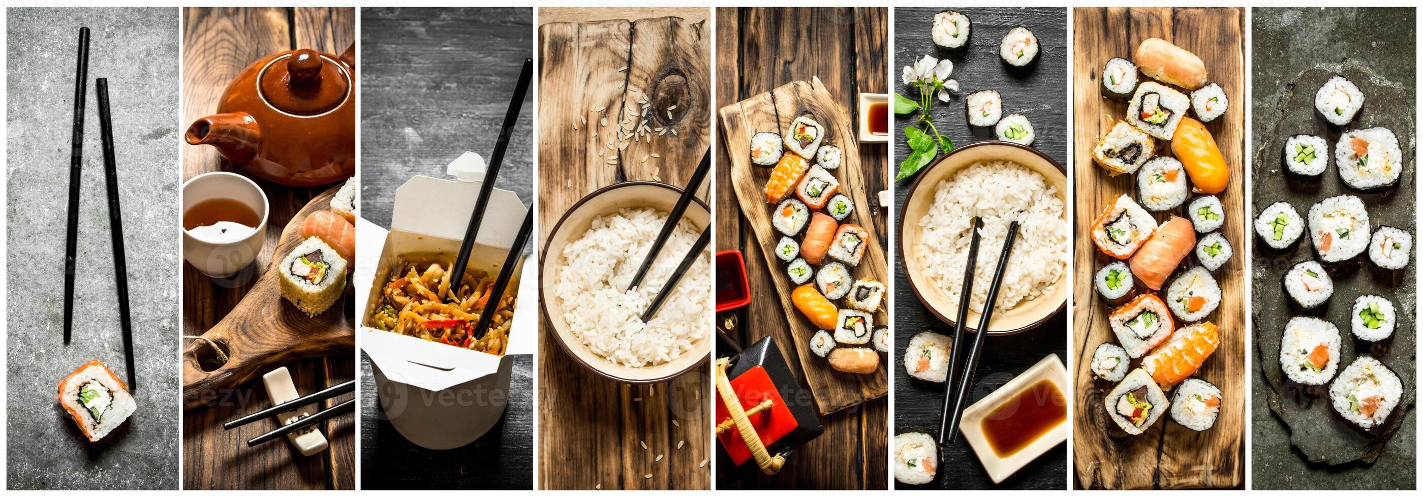 mat collage av japan mat. foto