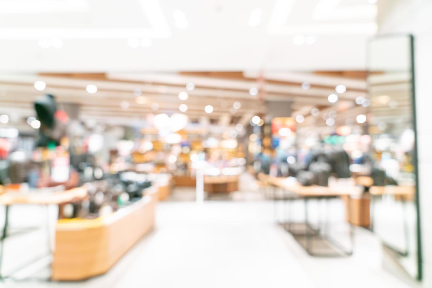 abstrakt oskärpa shoppar och butik i köpcentrum för bakgrund foto