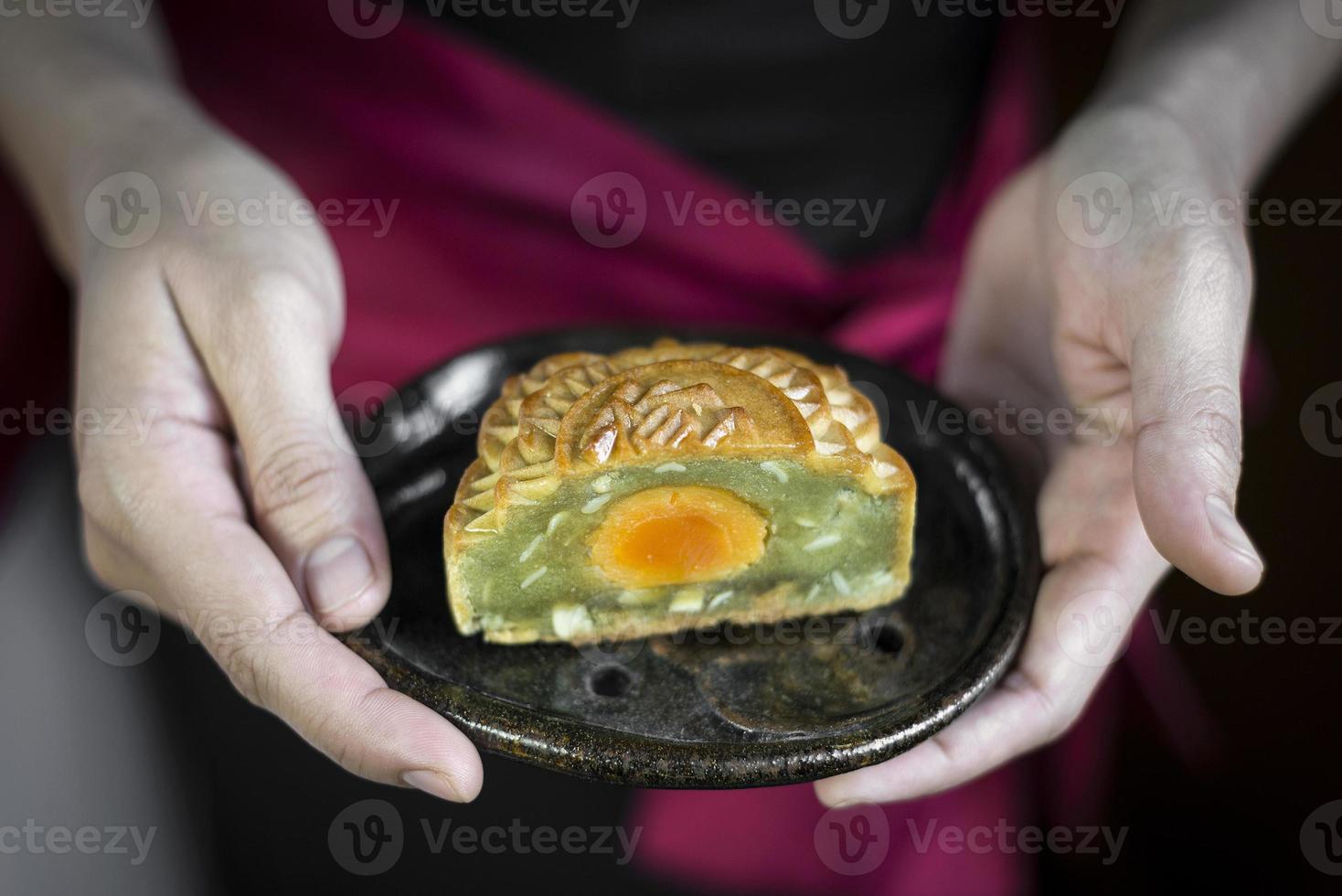 traditionell kinesisk gourmet mooncakes festlig söt mat närbild foto