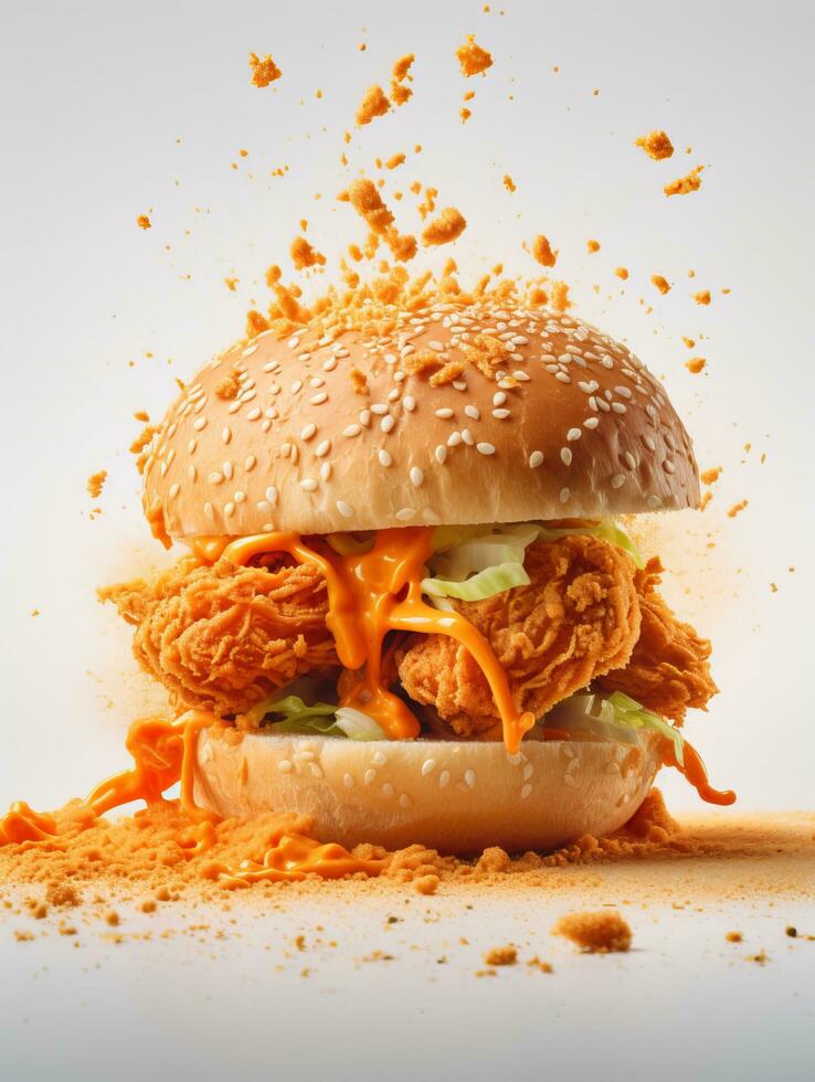 hamburgare snabb mat bild burger isolerat på vit foto