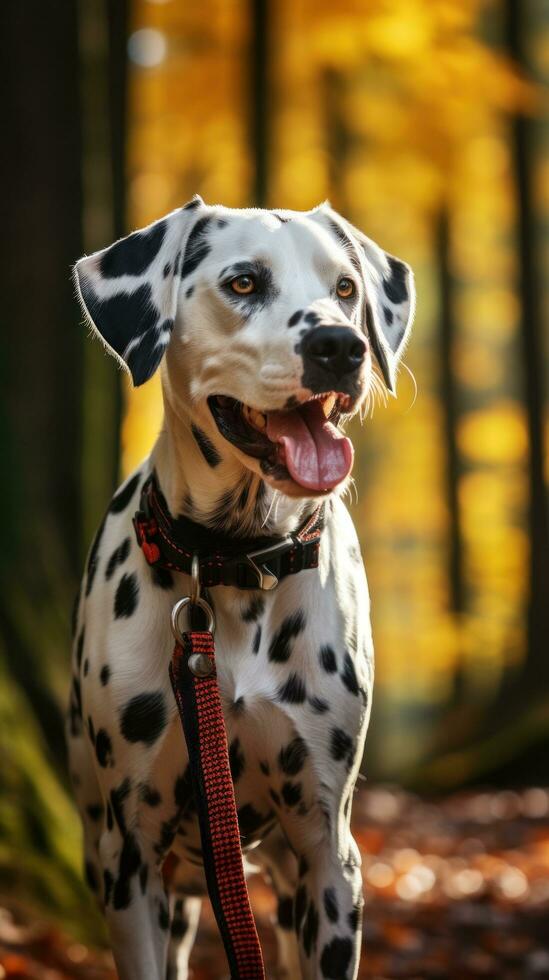 dalmatian med en unik och kreativ fick syn på skära utomhus- foto