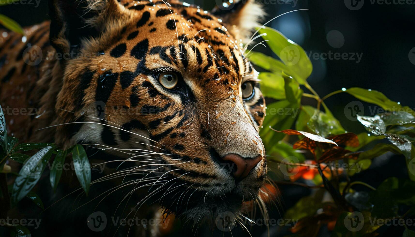 majestätisk bengal tiger stirrande, stänga upp, i de vild, skön natur genererad förbi ai foto